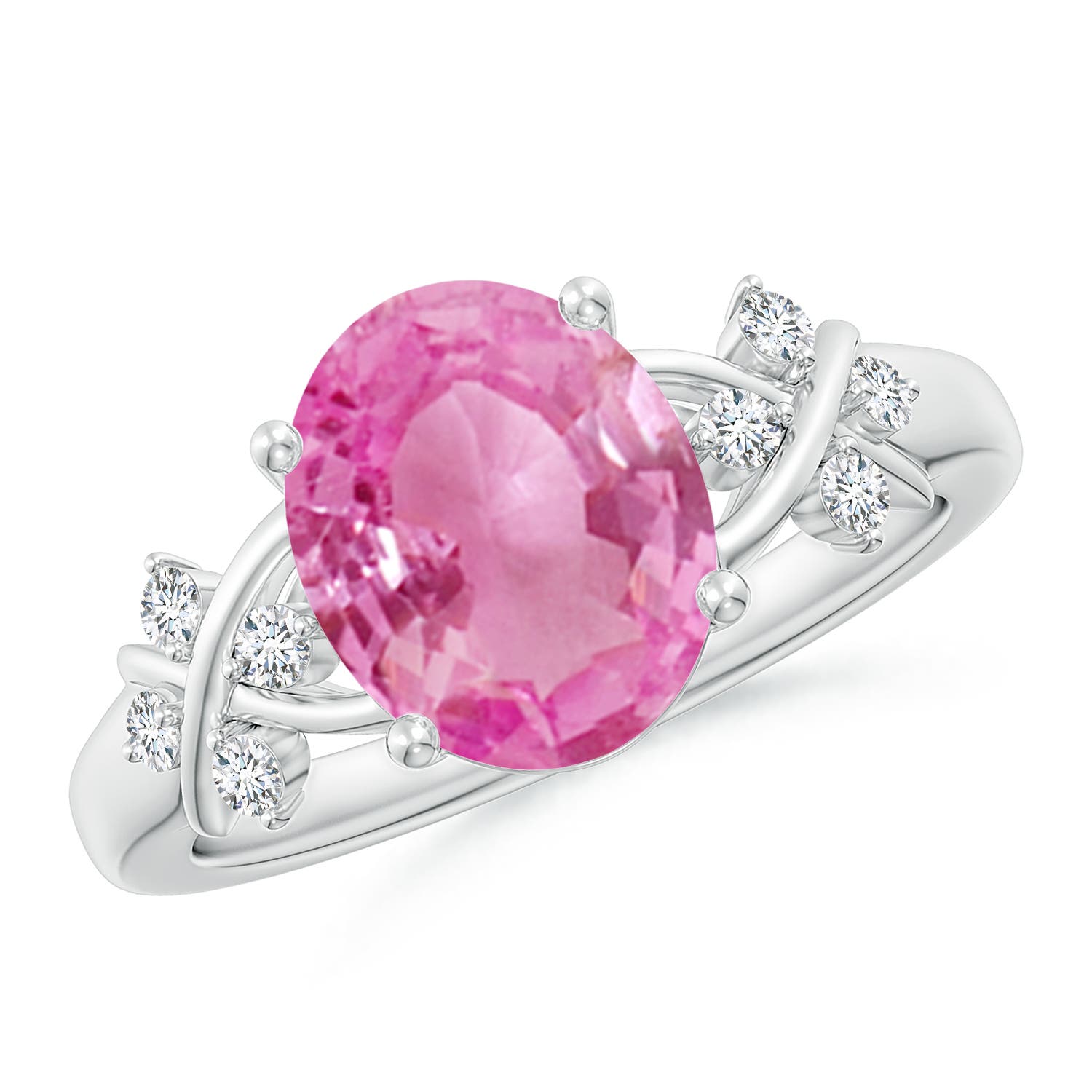 AA - Pink Sapphire / 3.17 CT / 14 KT White Gold