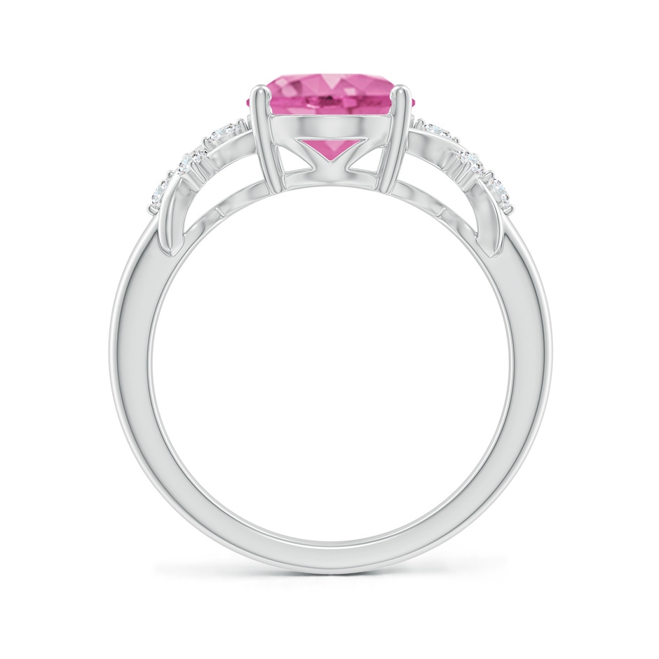 10x8mm AA Solitaire Oval Pink Sapphire Criss Cross Ring with Diamonds in White Gold side 199