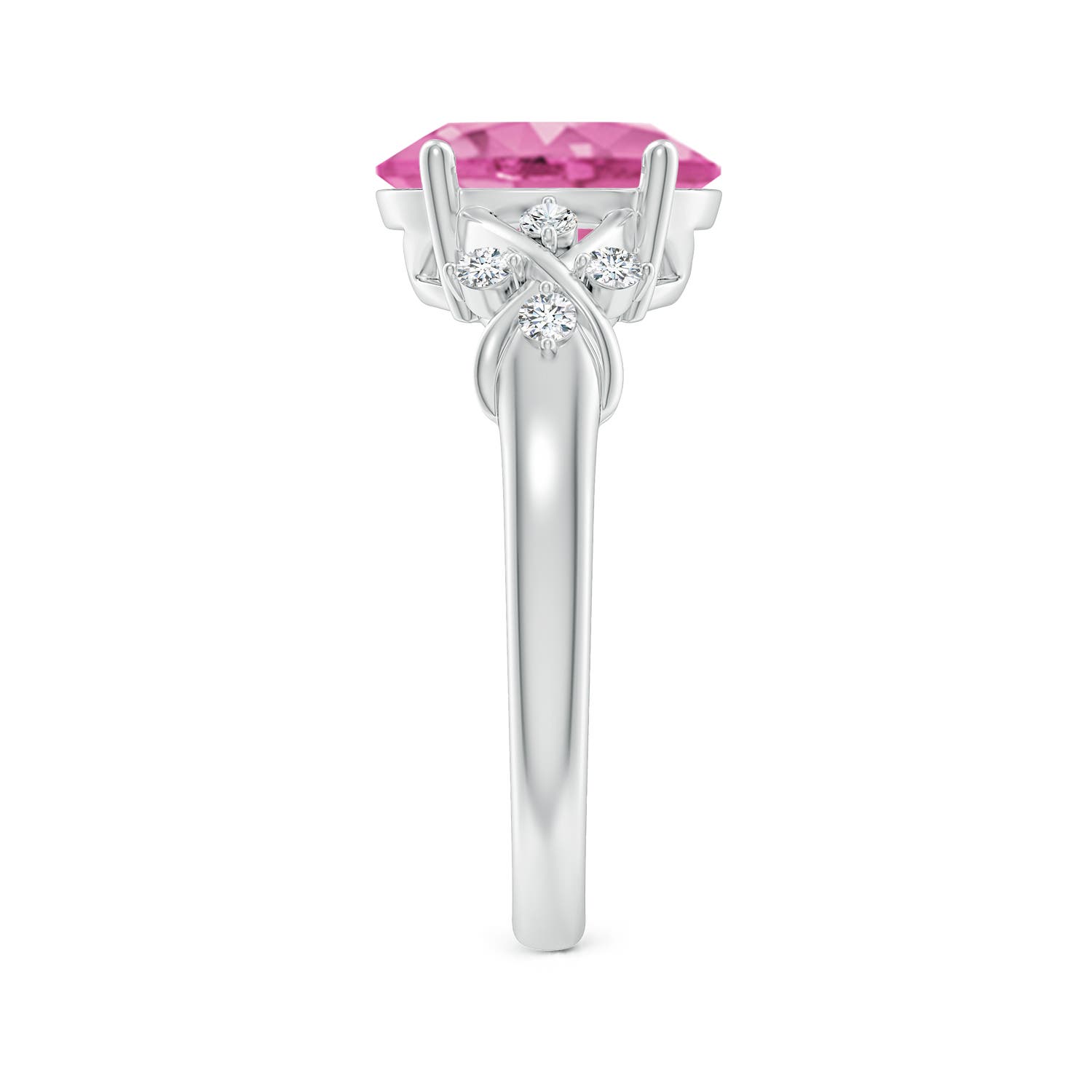 AA - Pink Sapphire / 3.17 CT / 14 KT White Gold