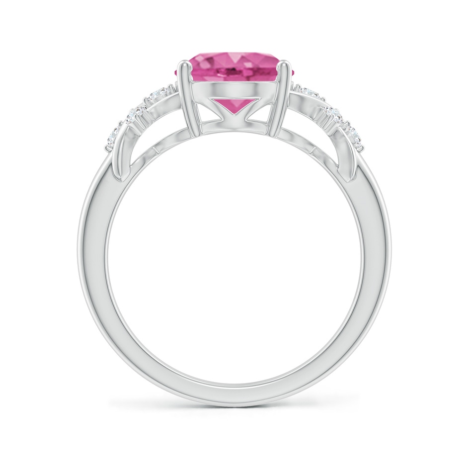10x8mm AAA Solitaire Oval Pink Sapphire Criss Cross Ring with Diamonds in P950 Platinum side 199