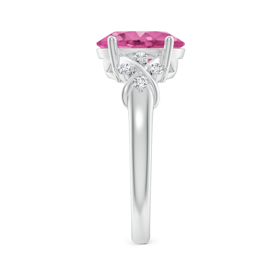 10x8mm AAA Solitaire Oval Pink Sapphire Criss Cross Ring with Diamonds in P950 Platinum side 299