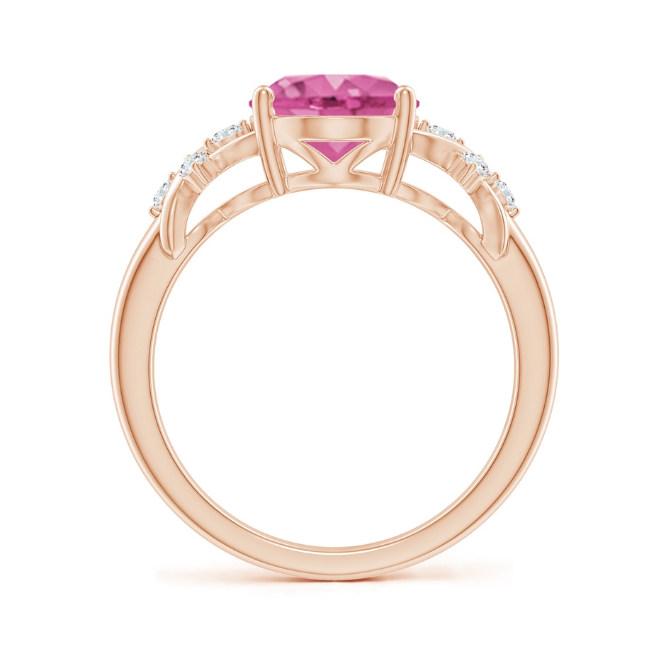 10x8mm AAA Solitaire Oval Pink Sapphire Criss Cross Ring with Diamonds in Rose Gold side 199