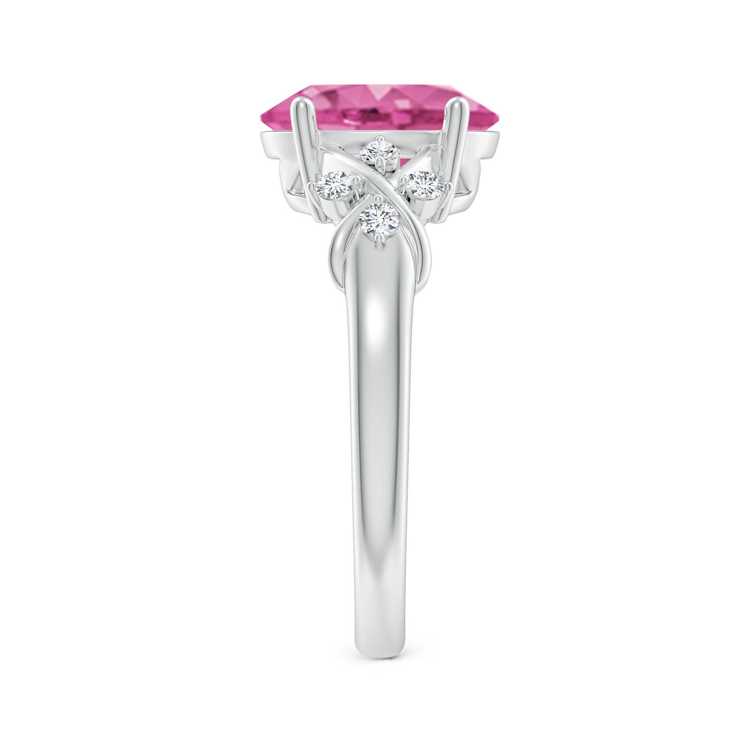 AAA - Pink Sapphire / 3.17 CT / 14 KT White Gold