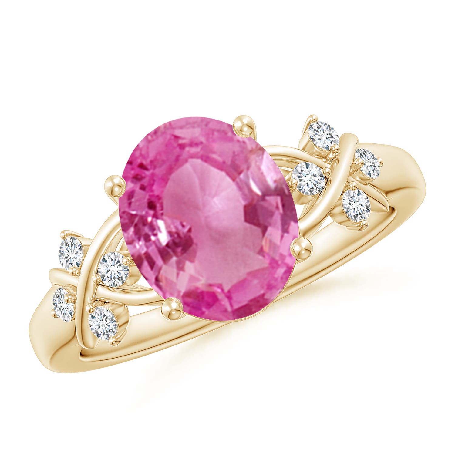 AAA - Pink Sapphire / 3.17 CT / 14 KT Yellow Gold