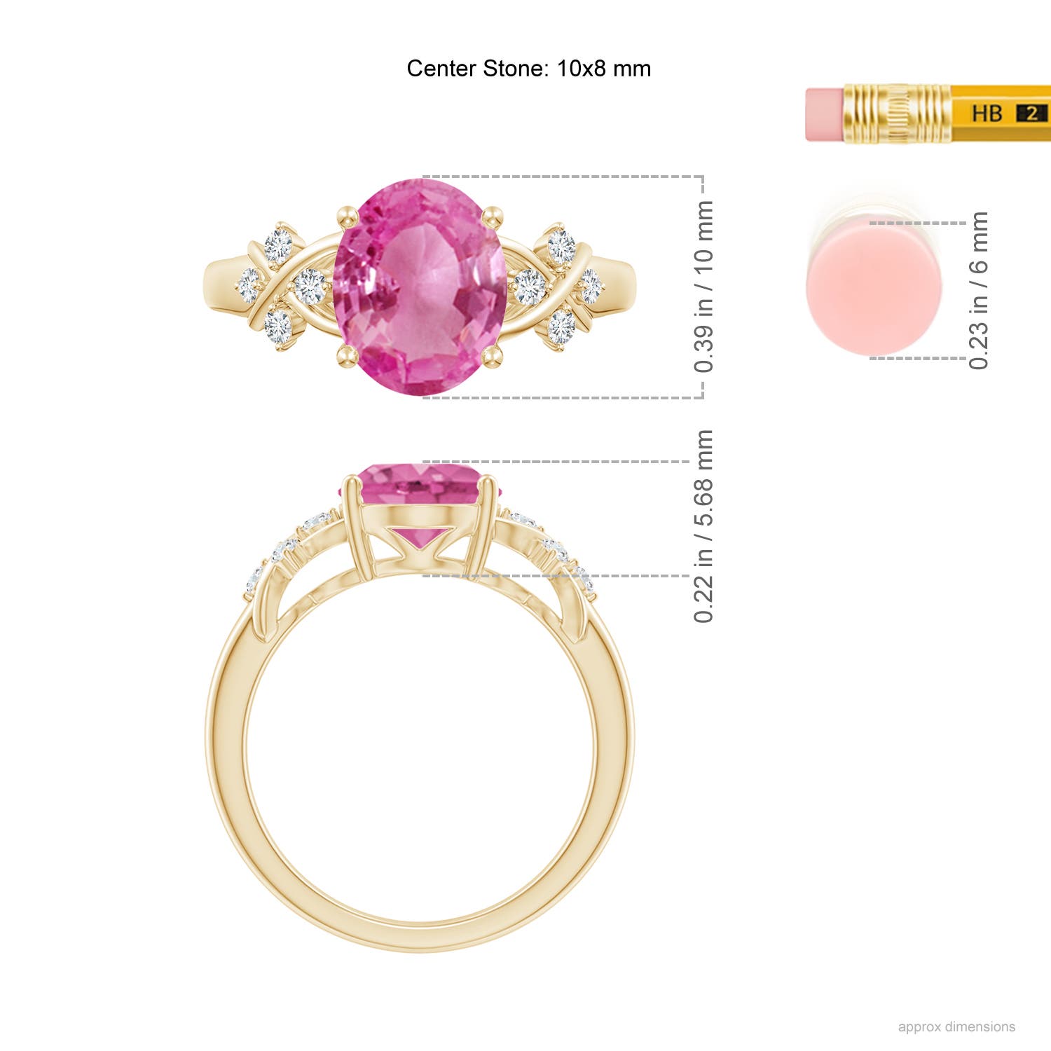 AAA - Pink Sapphire / 3.17 CT / 14 KT Yellow Gold