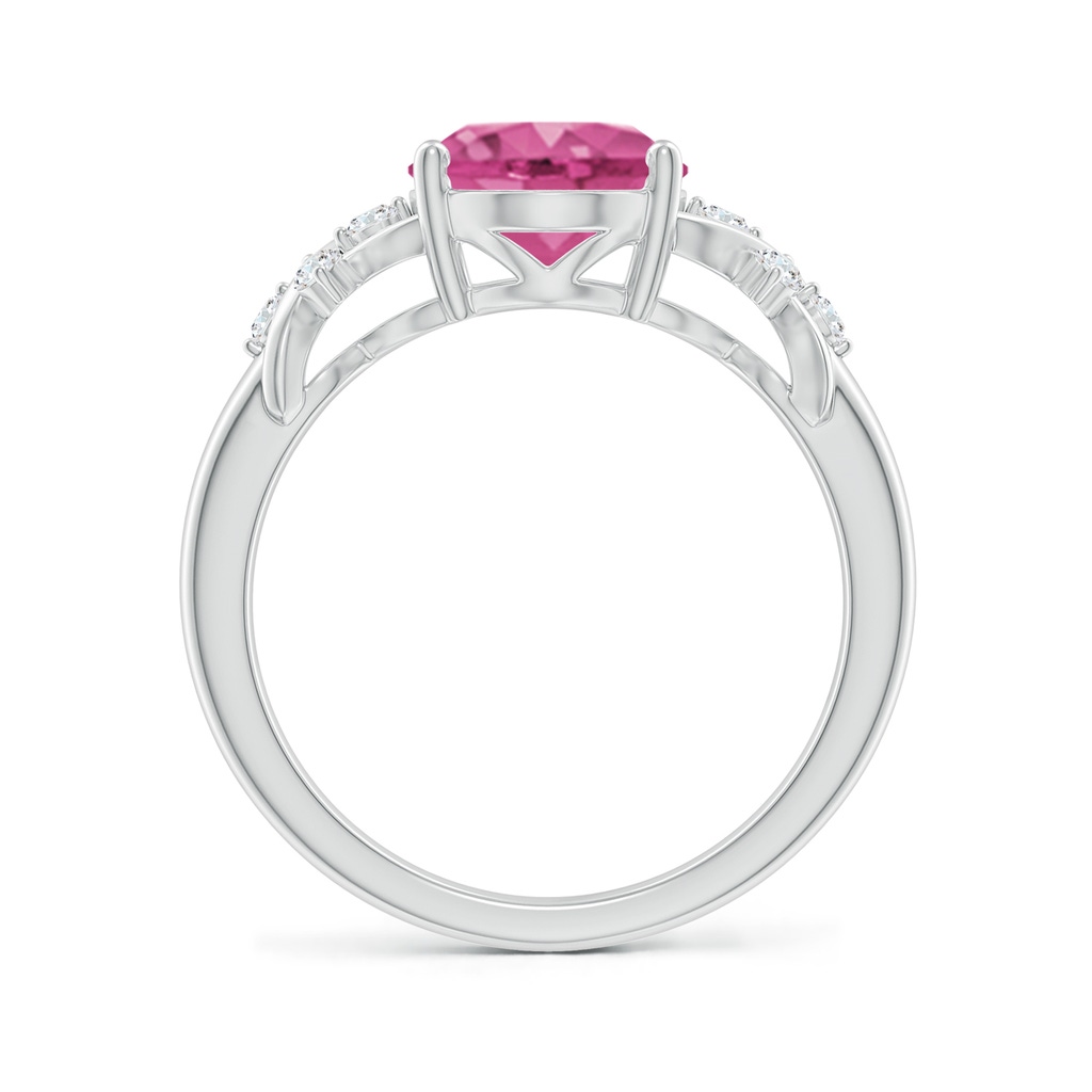 10x8mm AAAA Solitaire Oval Pink Sapphire Criss Cross Ring with Diamonds in P950 Platinum - side 199