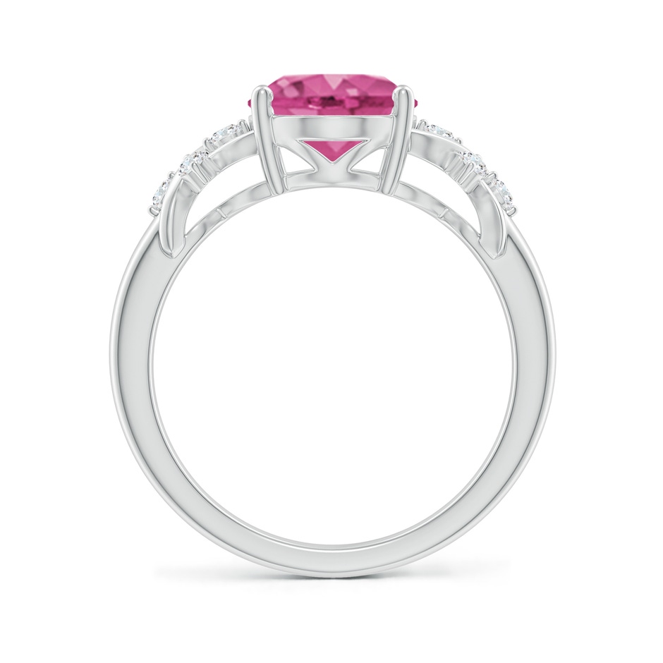 10x8mm AAAA Solitaire Oval Pink Sapphire Criss Cross Ring with Diamonds in P950 Platinum side 199
