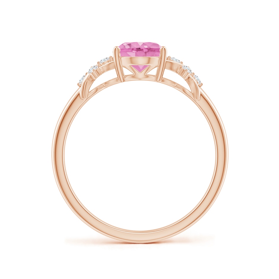 8x6mm A Solitaire Oval Pink Sapphire Criss Cross Ring with Diamonds in 10K Rose Gold side 199