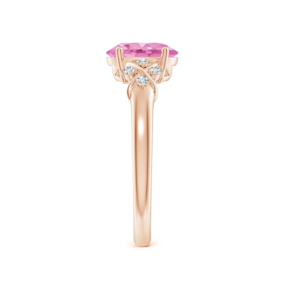 8x6mm A Solitaire Oval Pink Sapphire Criss Cross Ring with Diamonds in 10K Rose Gold side 299