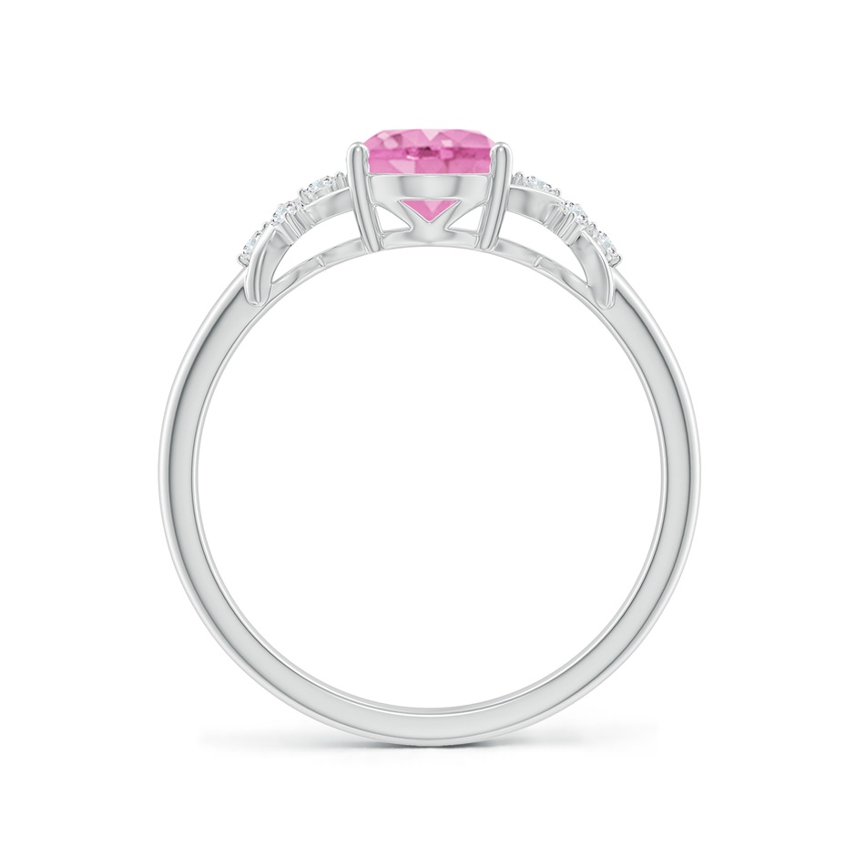 8x6mm A Solitaire Oval Pink Sapphire Criss Cross Ring with Diamonds in P950 Platinum side 199