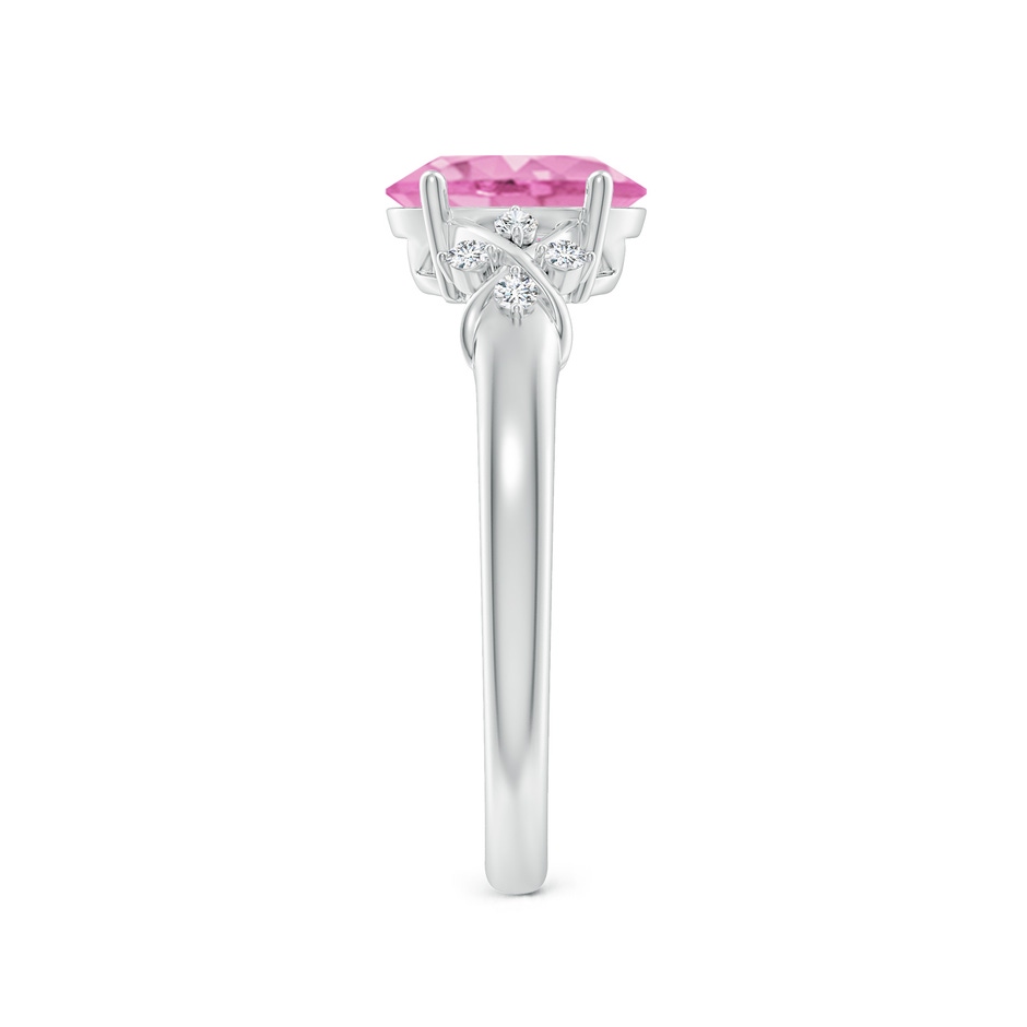 8x6mm A Solitaire Oval Pink Sapphire Criss Cross Ring with Diamonds in P950 Platinum side 299
