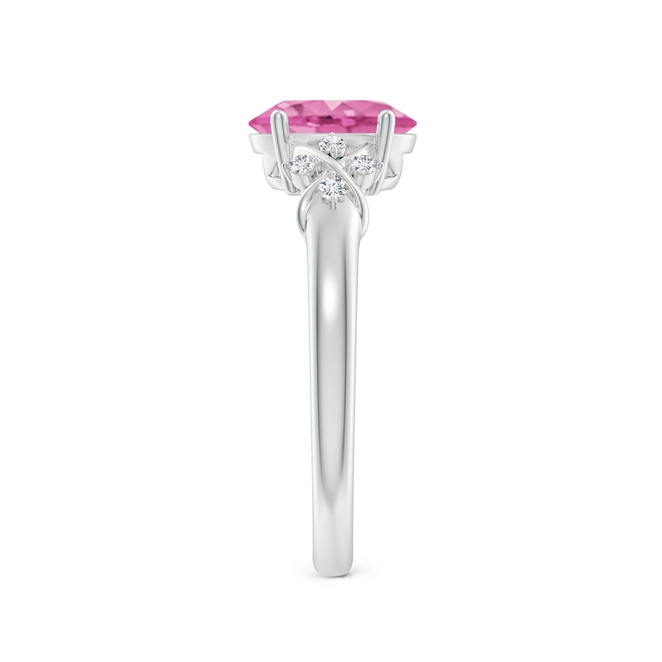 8x6mm AA Solitaire Oval Pink Sapphire Criss Cross Ring with Diamonds in White Gold side 299
