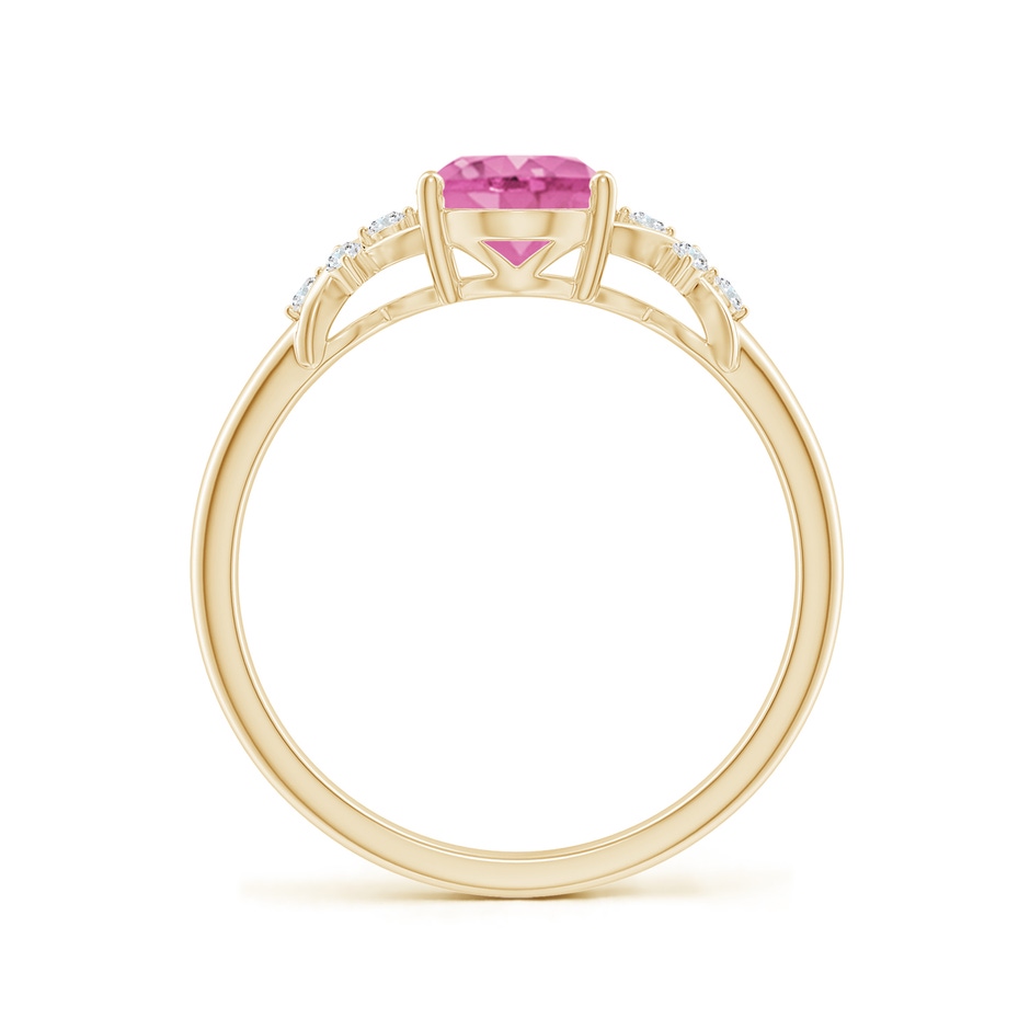 8x6mm AA Solitaire Oval Pink Sapphire Criss Cross Ring with Diamonds in Yellow Gold side 199