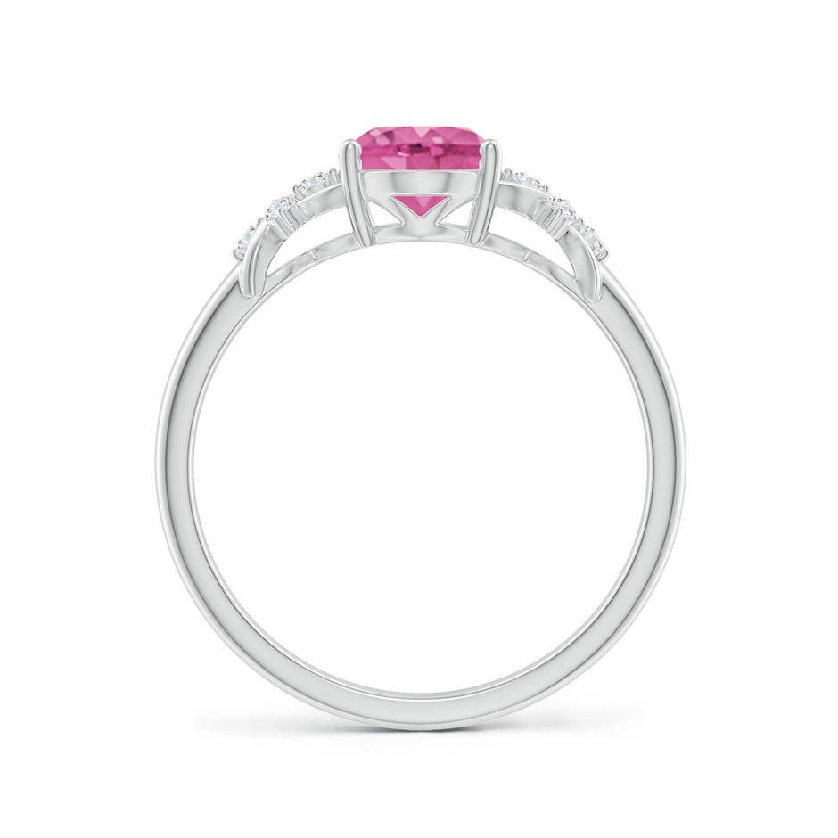 8x6mm AAA Solitaire Oval Pink Sapphire Criss Cross Ring with Diamonds in P950 Platinum side 199