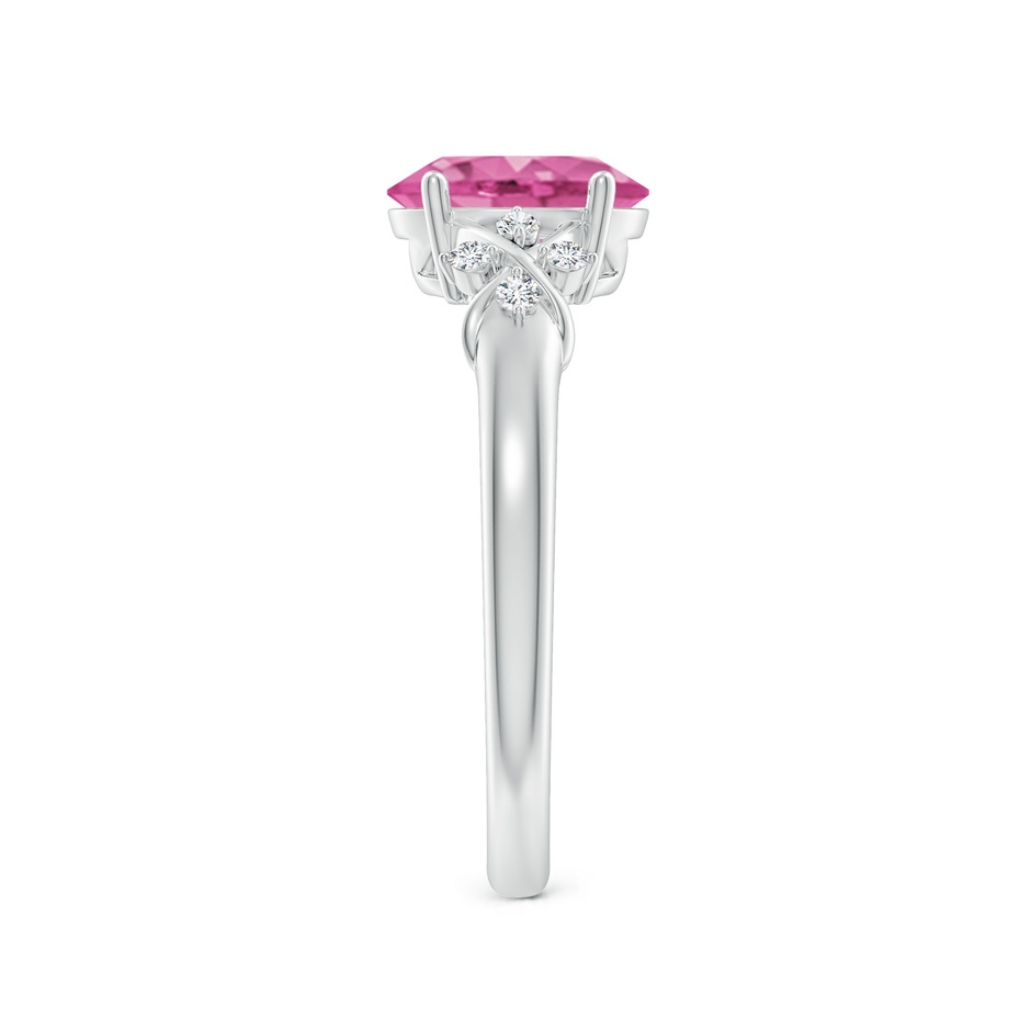 8x6mm AAA Solitaire Oval Pink Sapphire Criss Cross Ring with Diamonds in P950 Platinum side 299
