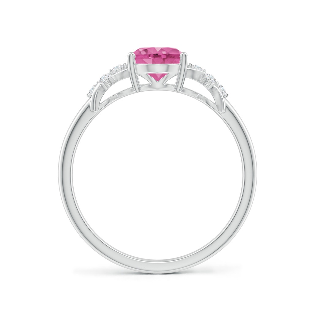 8x6mm AAA Solitaire Oval Pink Sapphire Criss Cross Ring with Diamonds in White Gold Side 199