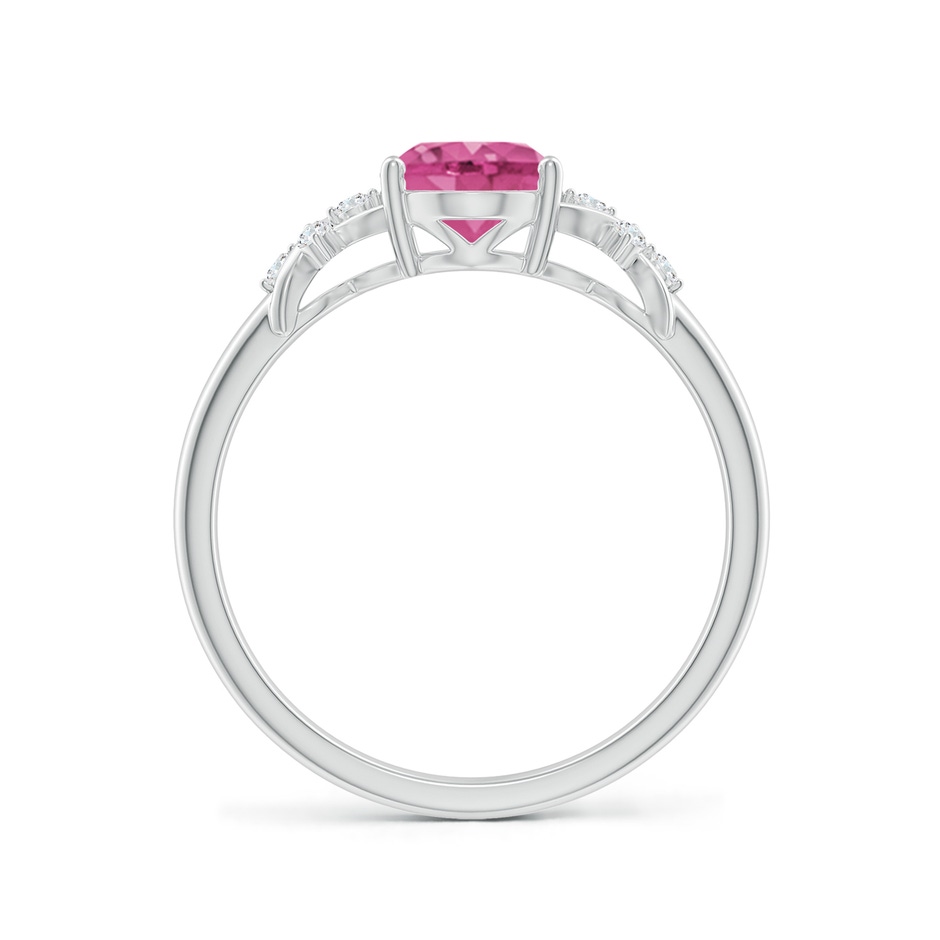 8x6mm AAAA Solitaire Oval Pink Sapphire Criss Cross Ring with Diamonds in P950 Platinum side 199