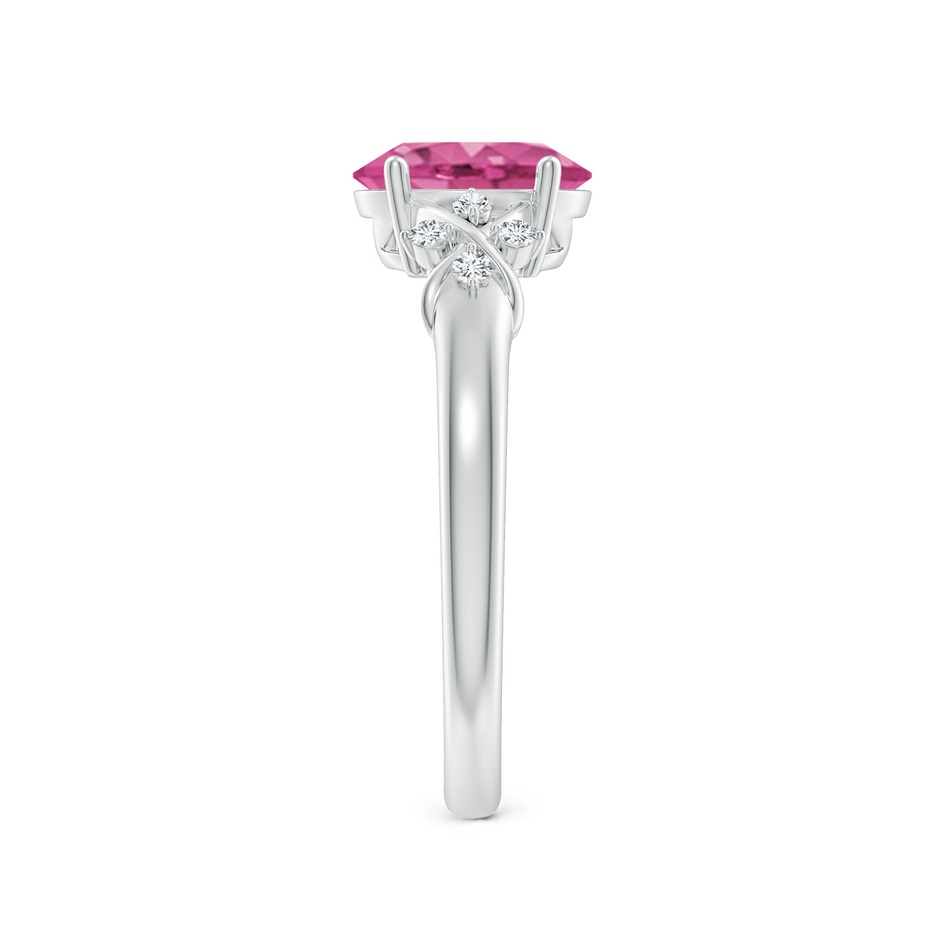 8x6mm AAAA Solitaire Oval Pink Sapphire Criss Cross Ring with Diamonds in P950 Platinum side 299