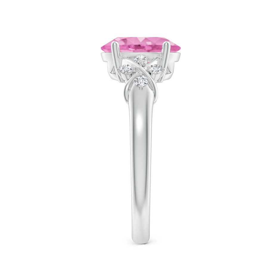 9x7mm A Solitaire Oval Pink Sapphire Criss Cross Ring with Diamonds in P950 Platinum side 299