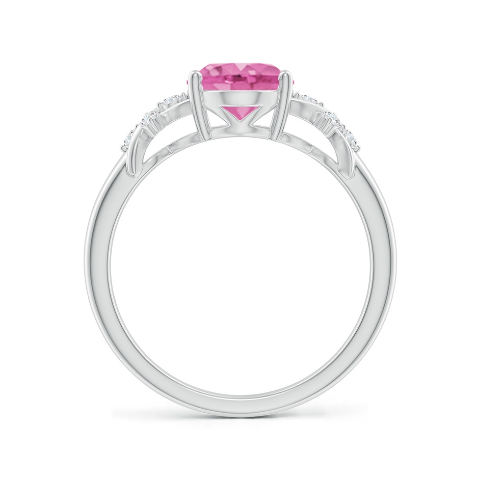 9x7mm AA Solitaire Oval Pink Sapphire Criss Cross Ring with Diamonds in White Gold side 199