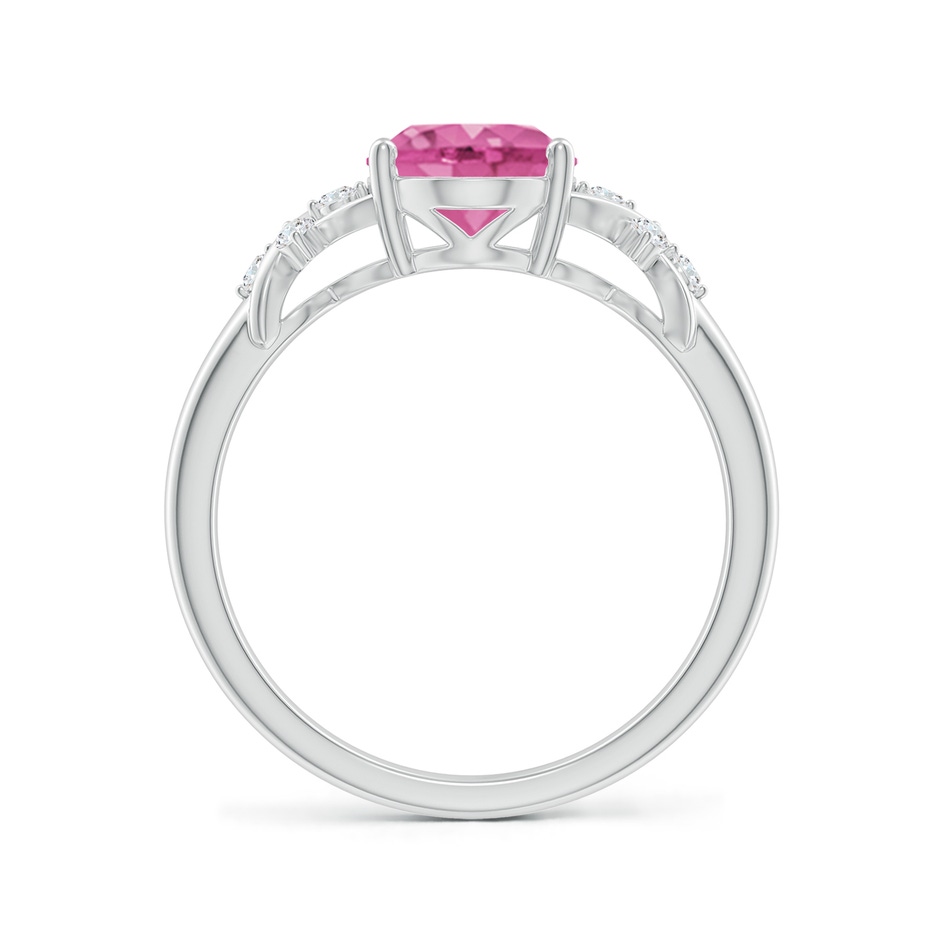 9x7mm AAA Solitaire Oval Pink Sapphire Criss Cross Ring with Diamonds in P950 Platinum side 199