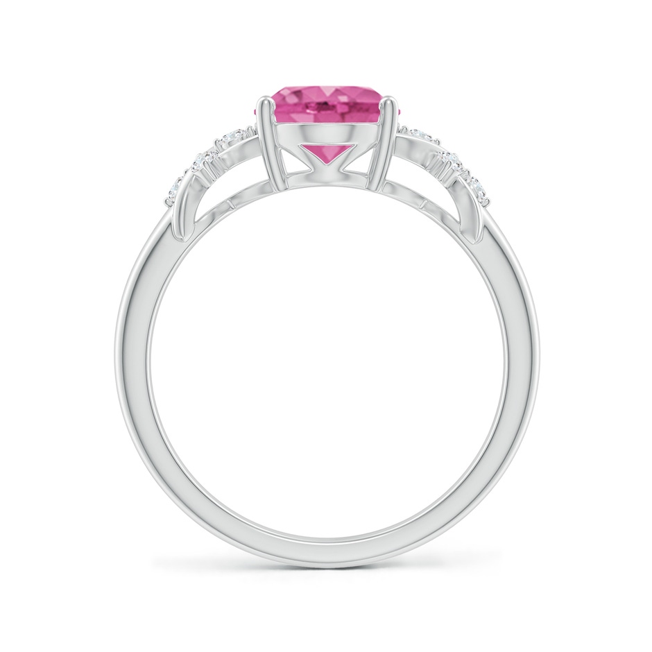 9x7mm AAA Solitaire Oval Pink Sapphire Criss Cross Ring with Diamonds in White Gold side 199