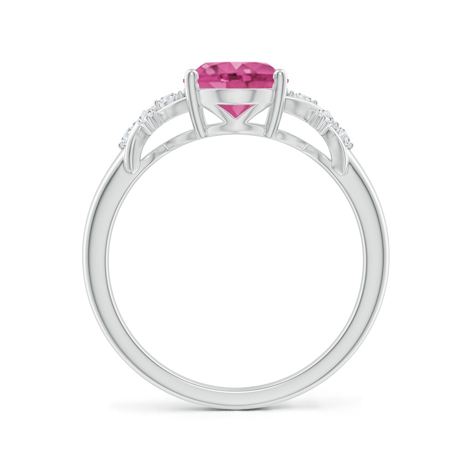 9x7mm AAAA Solitaire Oval Pink Sapphire Criss Cross Ring with Diamonds in White Gold side 199