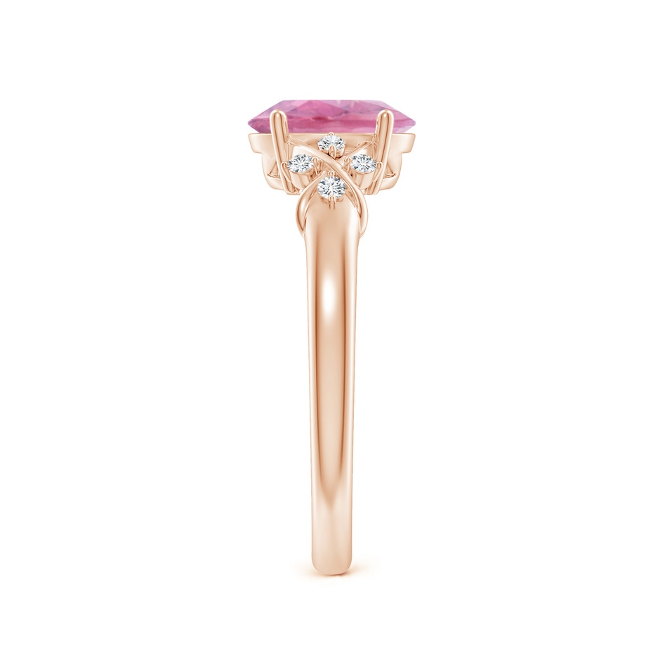 8x6mm A Solitaire Oval Pink Tourmaline Criss Cross Ring with Diamonds in Rose Gold side 299