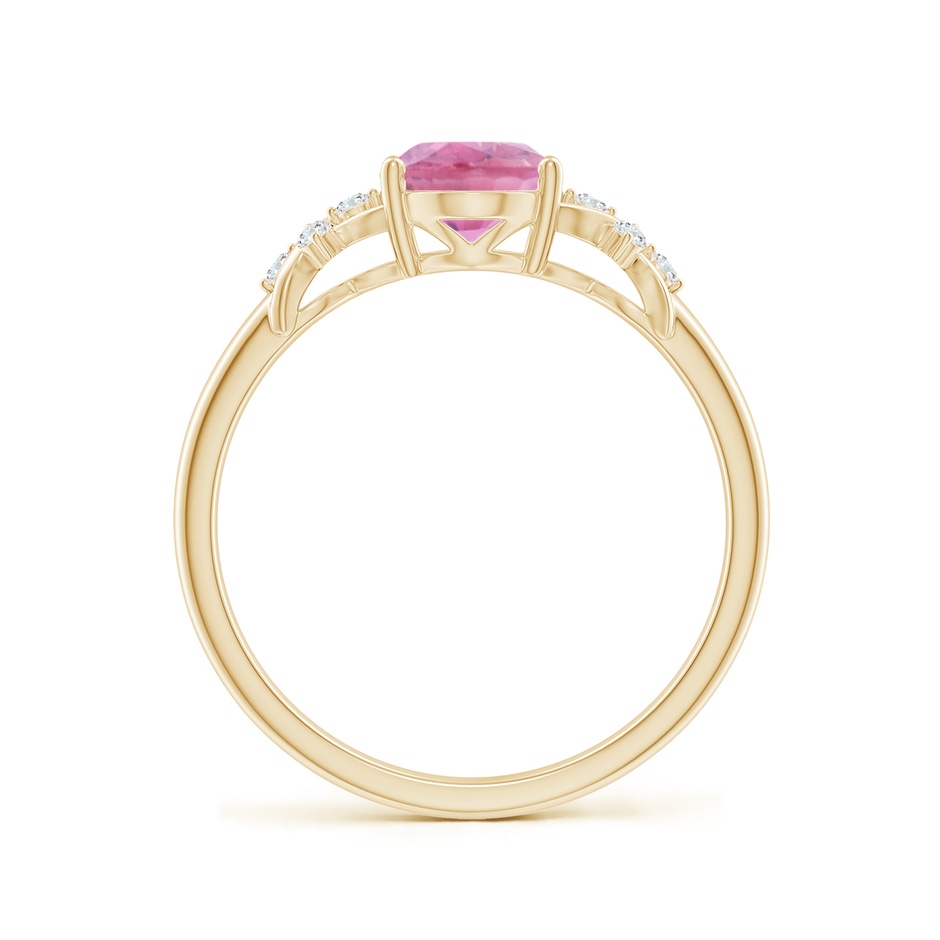 8x6mm A Solitaire Oval Pink Tourmaline Criss Cross Ring with Diamonds in Yellow Gold side 199