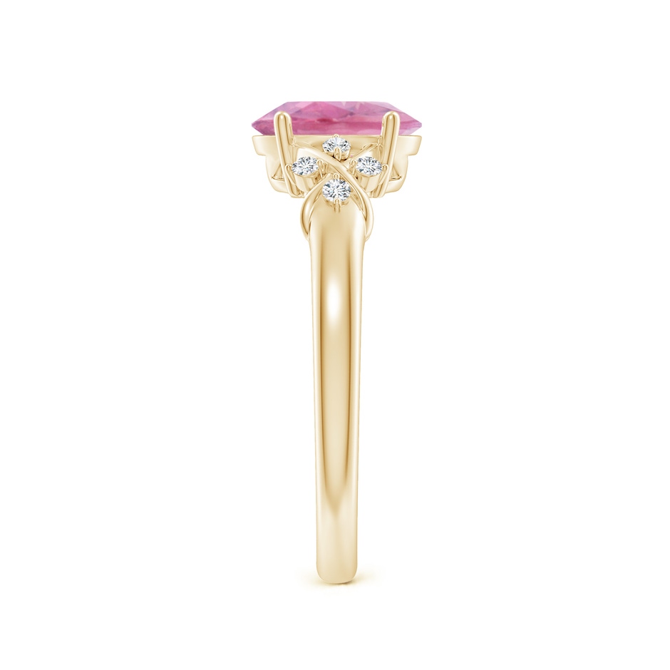 8x6mm A Solitaire Oval Pink Tourmaline Criss Cross Ring with Diamonds in Yellow Gold side 299