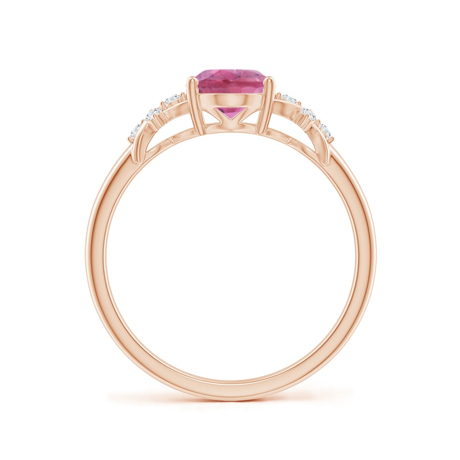 8x6mm AA Solitaire Oval Pink Tourmaline Criss Cross Ring with Diamonds in Rose Gold side 199