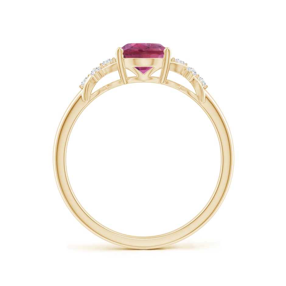 8x6mm AAA Solitaire Oval Pink Tourmaline Criss Cross Ring with Diamonds in Yellow Gold side 199