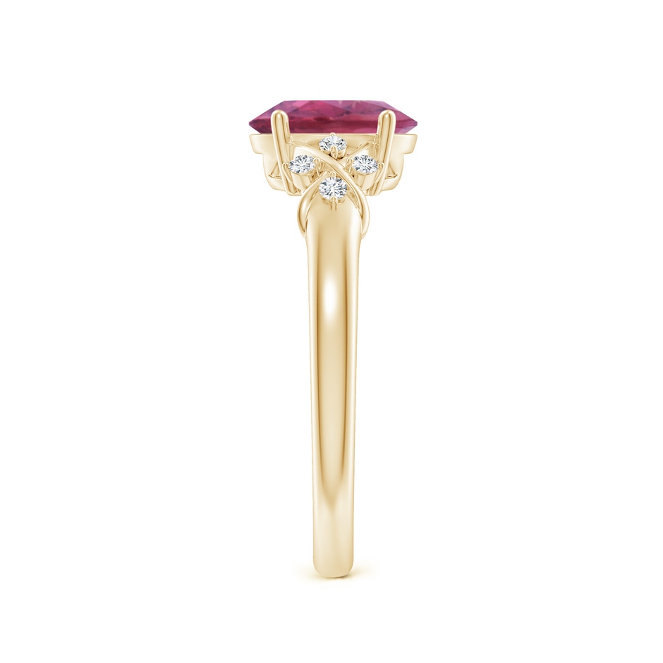 8x6mm AAA Solitaire Oval Pink Tourmaline Criss Cross Ring with Diamonds in Yellow Gold side 299