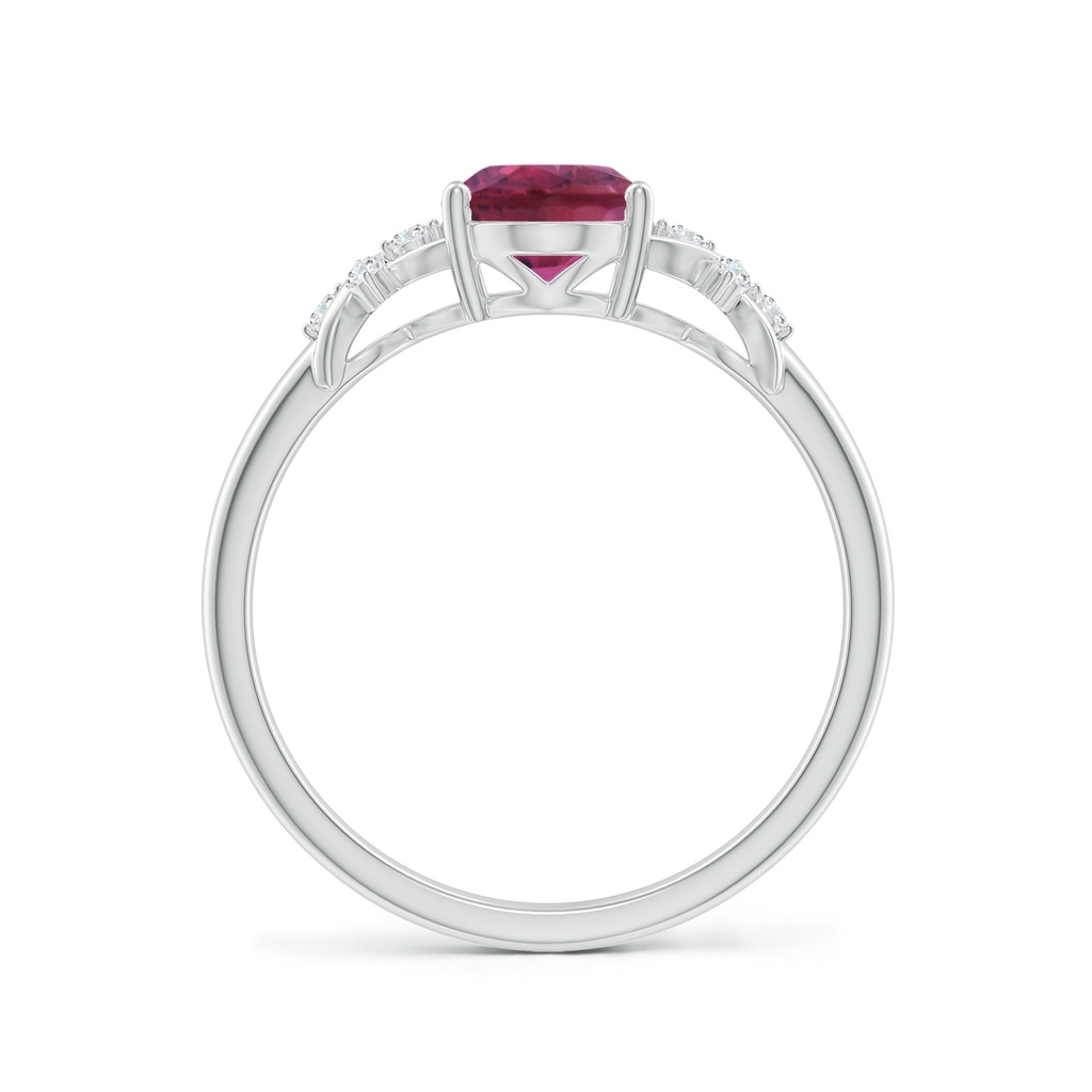 8x6mm AAAA Solitaire Oval Pink Tourmaline Criss Cross Ring with Diamonds in P950 Platinum Side 199