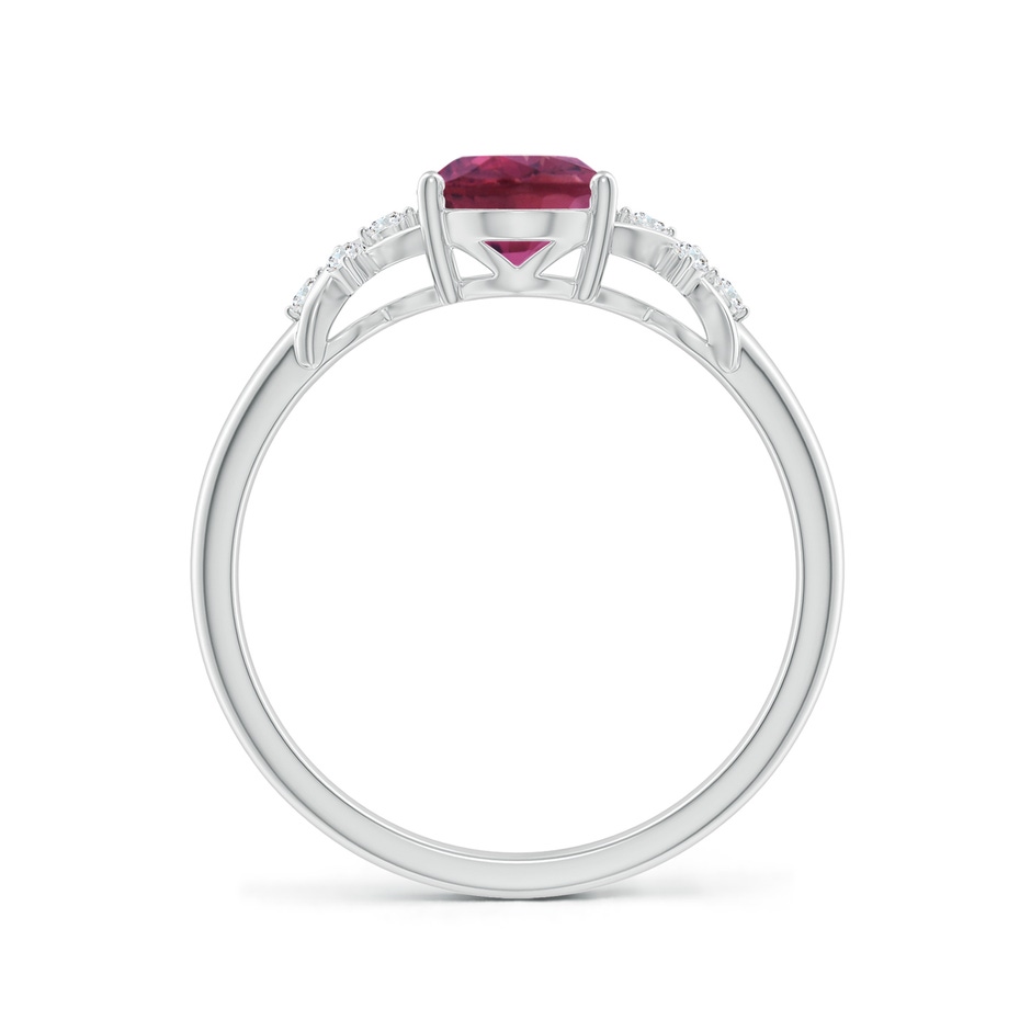 8x6mm AAAA Solitaire Oval Pink Tourmaline Criss Cross Ring with Diamonds in P950 Platinum side 199