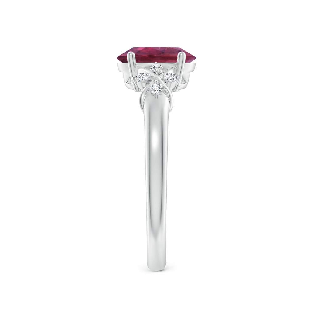 8x6mm AAAA Solitaire Oval Pink Tourmaline Criss Cross Ring with Diamonds in P950 Platinum Side 299