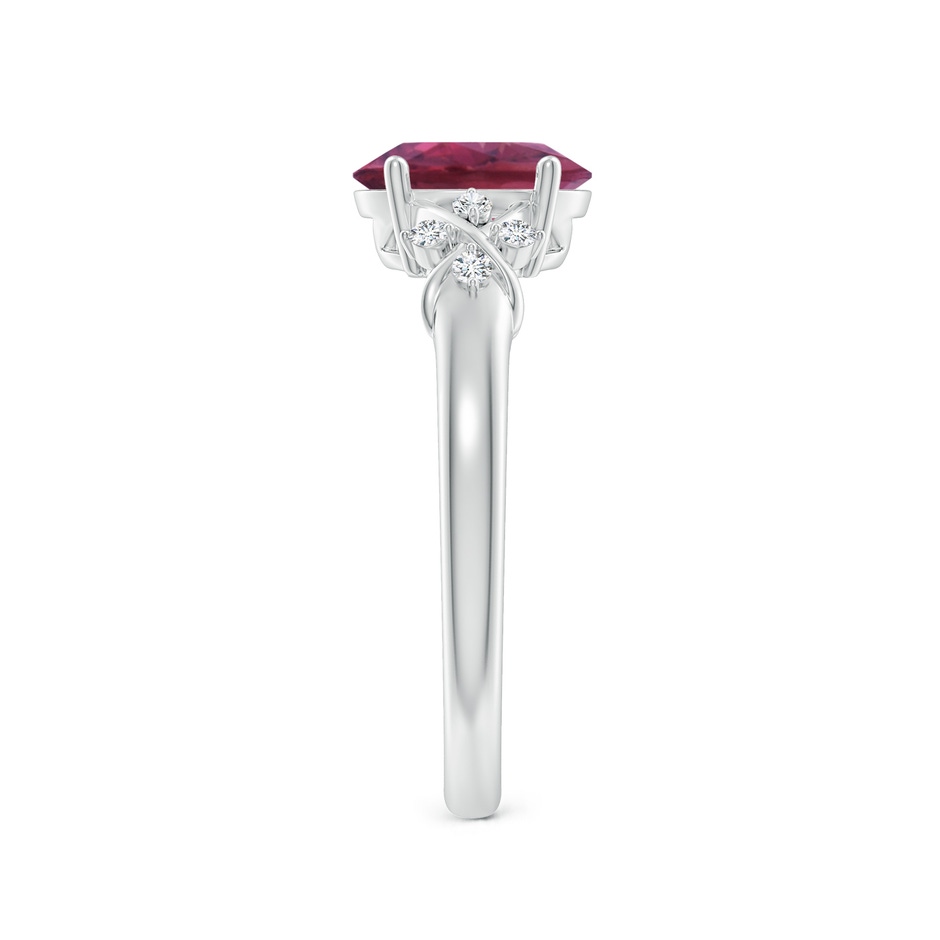 8x6mm AAAA Solitaire Oval Pink Tourmaline Criss Cross Ring with Diamonds in P950 Platinum side 299