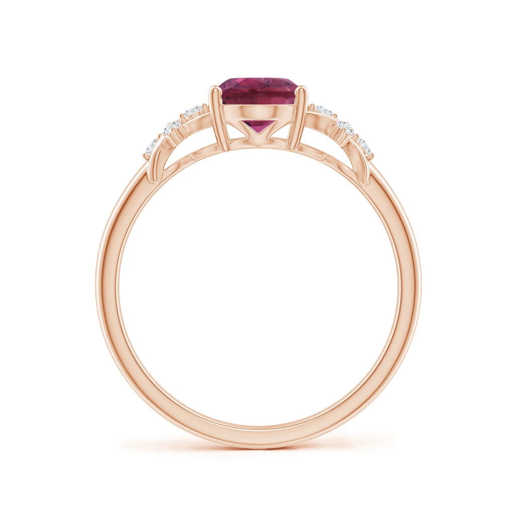 8x6mm AAAA Solitaire Oval Pink Tourmaline Criss Cross Ring with Diamonds in Rose Gold Side 199