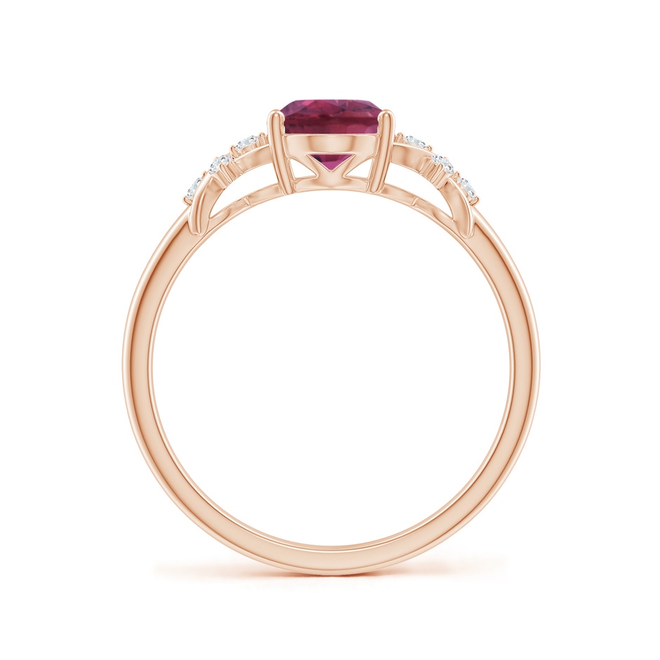 8x6mm AAAA Solitaire Oval Pink Tourmaline Criss Cross Ring with Diamonds in Rose Gold side 199