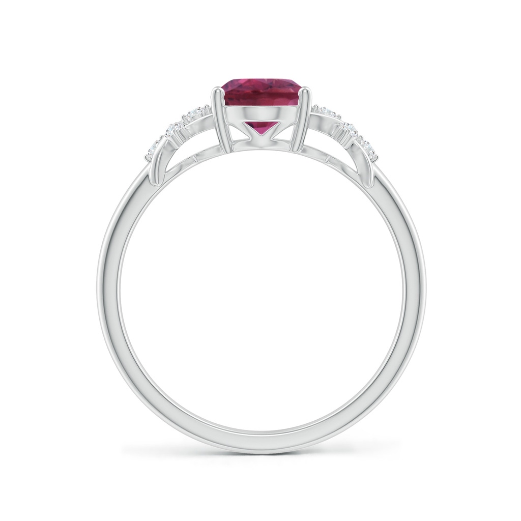 8x6mm AAAA Solitaire Oval Pink Tourmaline Criss Cross Ring with Diamonds in White Gold - side 199