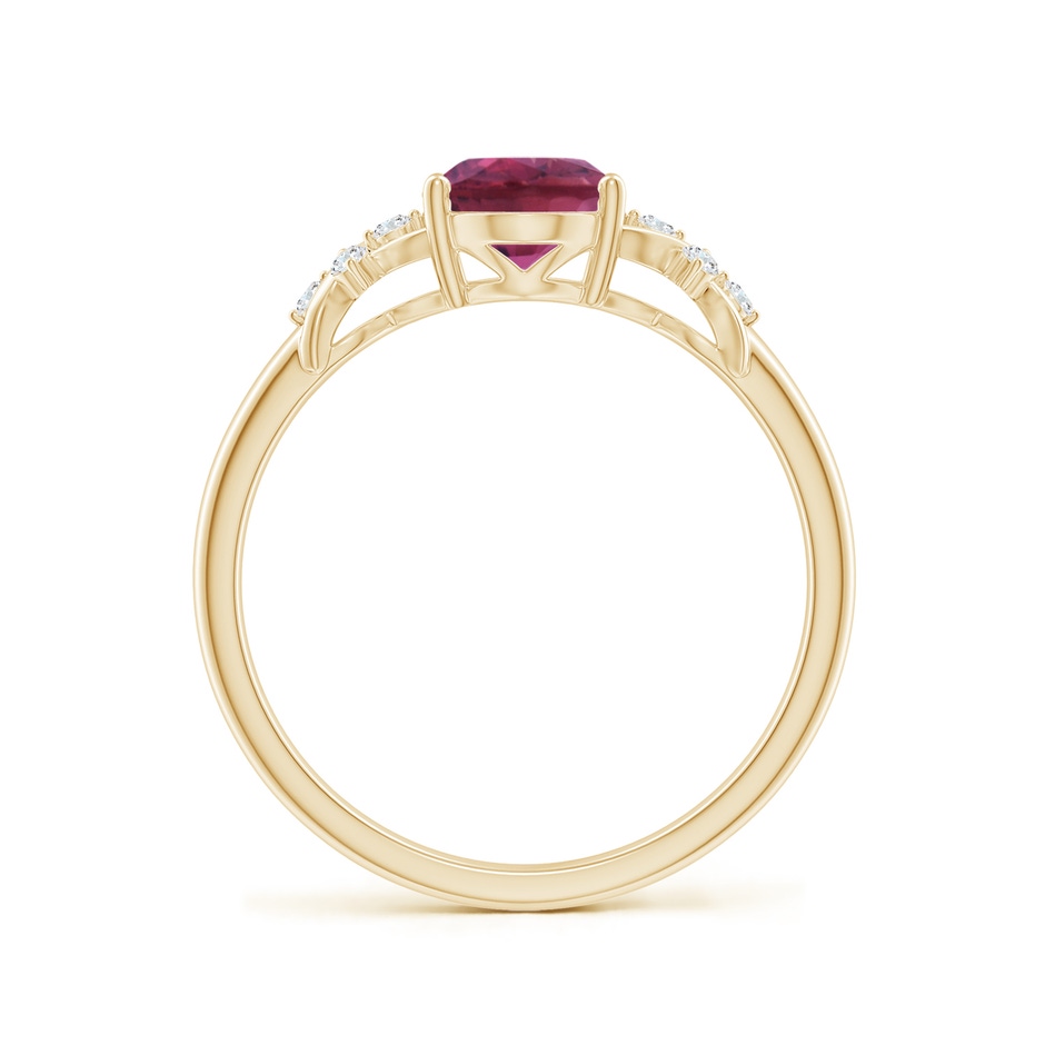 8x6mm AAAA Solitaire Oval Pink Tourmaline Criss Cross Ring with Diamonds in Yellow Gold side 199