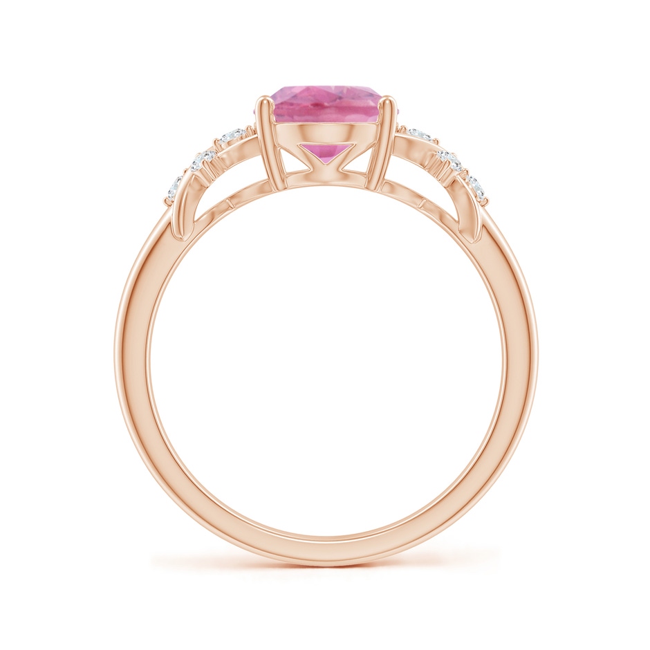 9x7mm A Solitaire Oval Pink Tourmaline Criss Cross Ring with Diamonds in Rose Gold side 199
