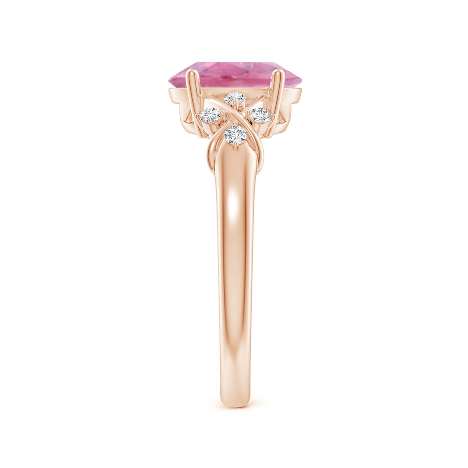 9x7mm A Solitaire Oval Pink Tourmaline Criss Cross Ring with Diamonds in Rose Gold side 299