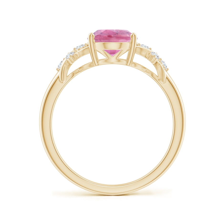 9x7mm A Solitaire Oval Pink Tourmaline Criss Cross Ring with Diamonds in Yellow Gold side 199