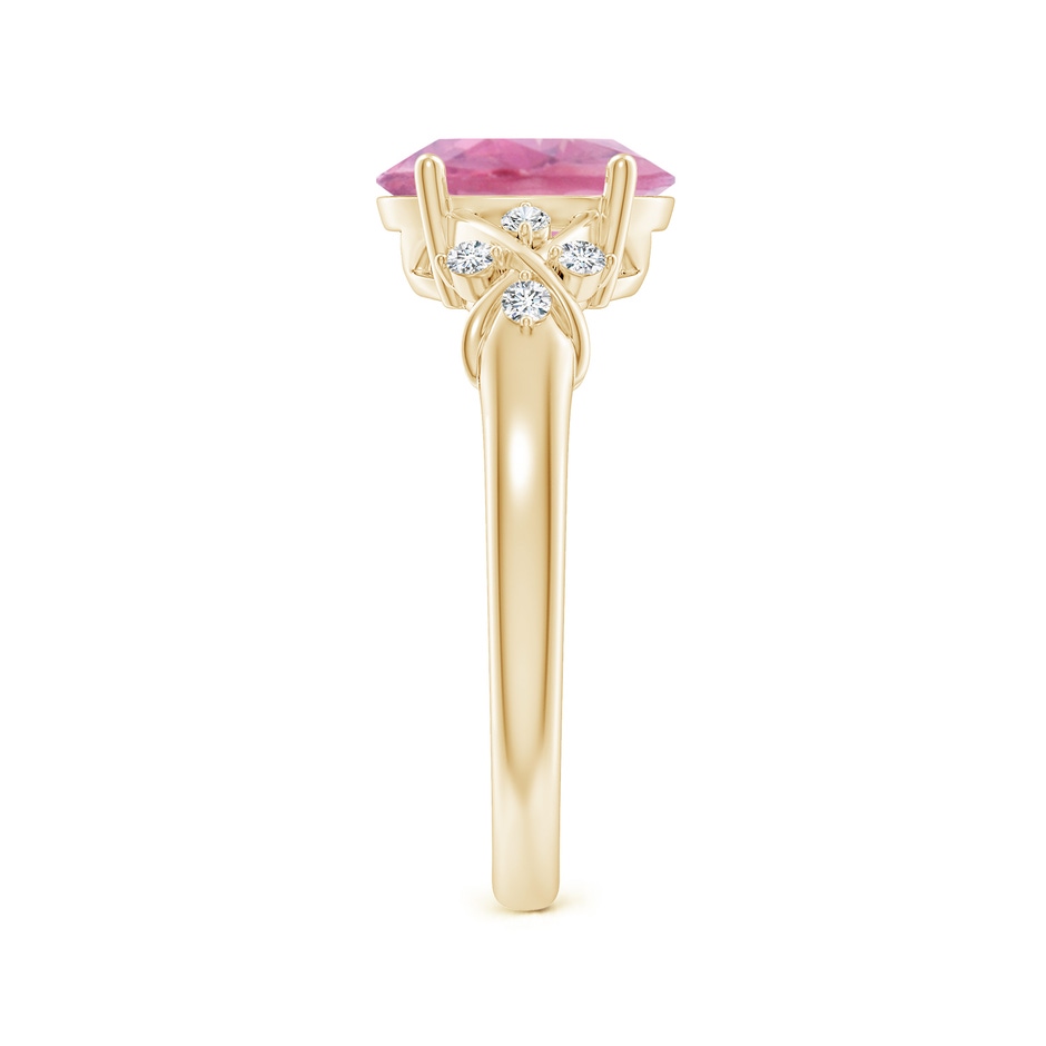 9x7mm A Solitaire Oval Pink Tourmaline Criss Cross Ring with Diamonds in Yellow Gold side 299