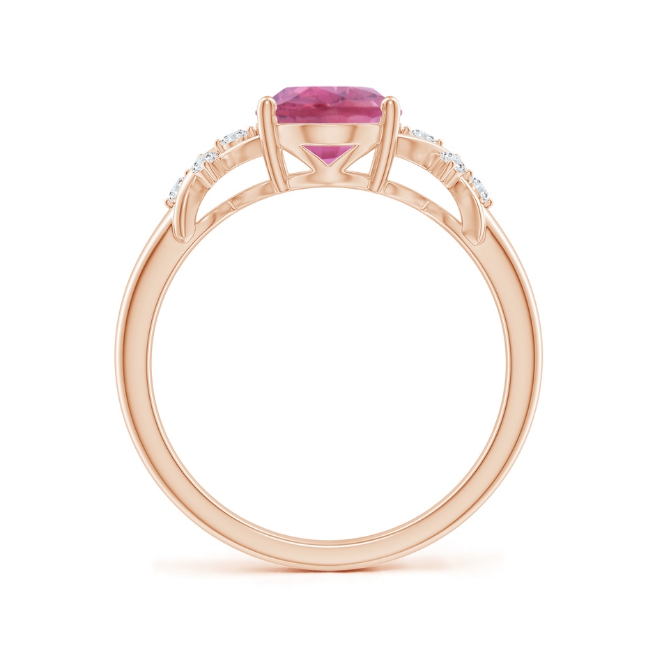 9x7mm AA Solitaire Oval Pink Tourmaline Criss Cross Ring with Diamonds in Rose Gold side 199