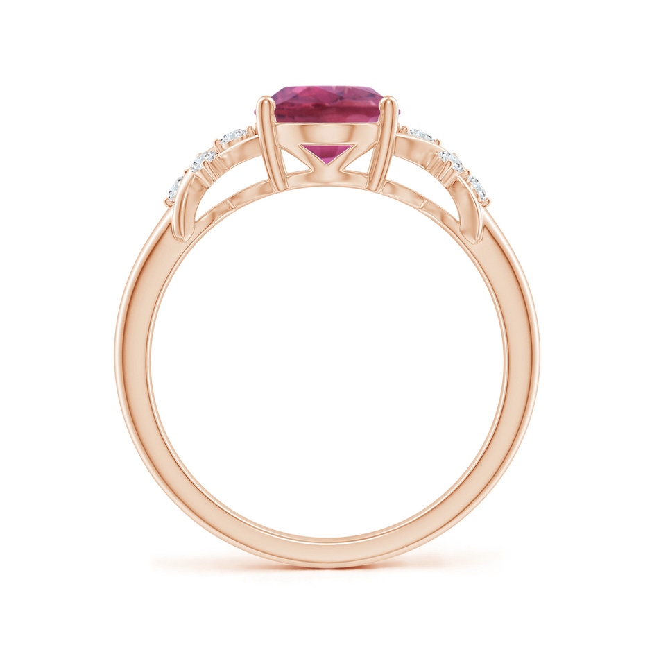 9x7mm AAA Solitaire Oval Pink Tourmaline Criss Cross Ring with Diamonds in Rose Gold side 199