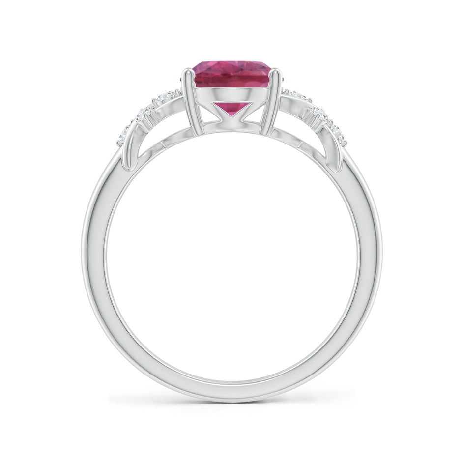 9x7mm AAA Solitaire Oval Pink Tourmaline Criss Cross Ring with Diamonds in White Gold side 199