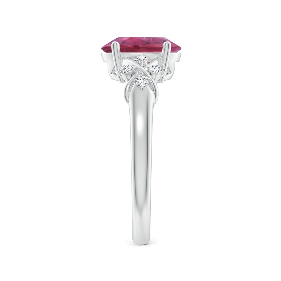 9x7mm AAA Solitaire Oval Pink Tourmaline Criss Cross Ring with Diamonds in White Gold side 299