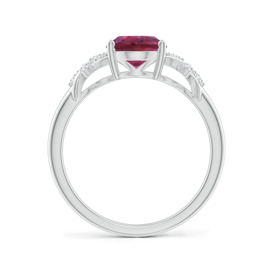 9x7mm AAAA Solitaire Oval Pink Tourmaline Criss Cross Ring with Diamonds in P950 Platinum side 199